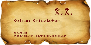 Kolman Krisztofer névjegykártya